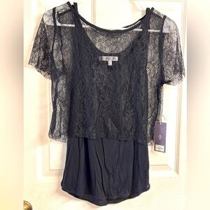 Jennifer Lopez Black lace top Small NWT